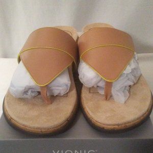 VIONIC Tan Jillian Leather Sandals - Size 11M Women
